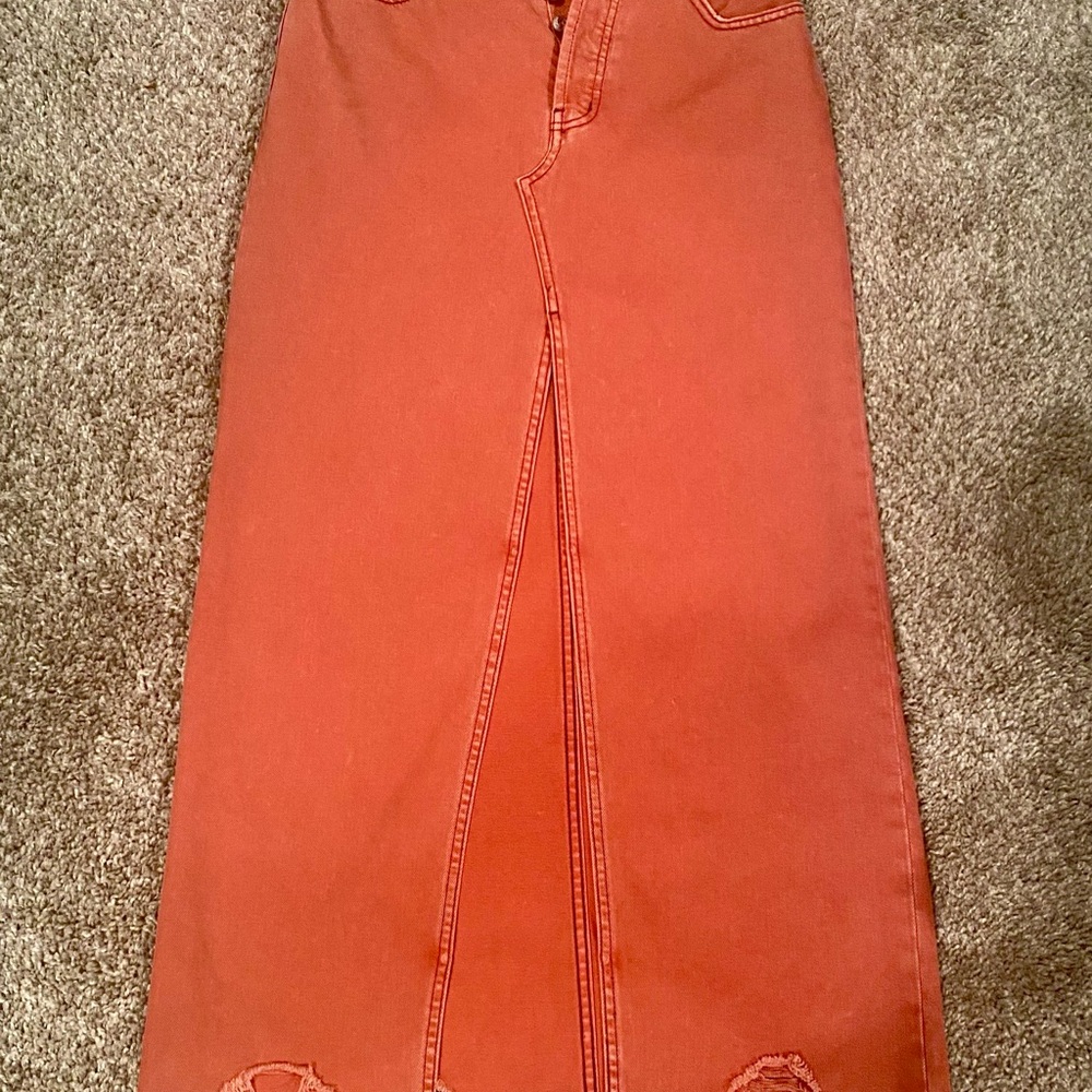 Free People Orange Maxi Skirt